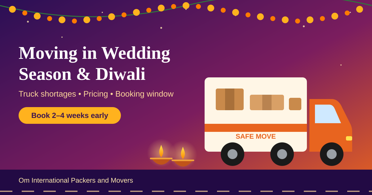 Moving in Wedding Season and Diwali: Truck Shortages, Pricing and Booking Window